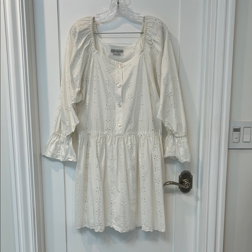 Rare Vintage Livingston Williams True West Women's White Eyelet Dress